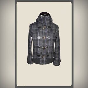 2000s Japanese Archive Men’s Bigi Vkei Plaid Hooded Duffle Coat